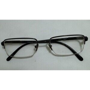 Versace Silver Black Rectangular Half Rim Eyeglasses Frame MOD 1106 50 18 135
